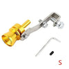 A brass turbo sound whistle with a metal mounting bracket and a small screw shown against a white background.