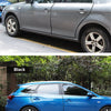 A side view of a silver Volkswagen Golf with black door edge protectors installed.