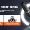 A black hexagonal socket design with a radius corner and traditional drive for better bolt removal.